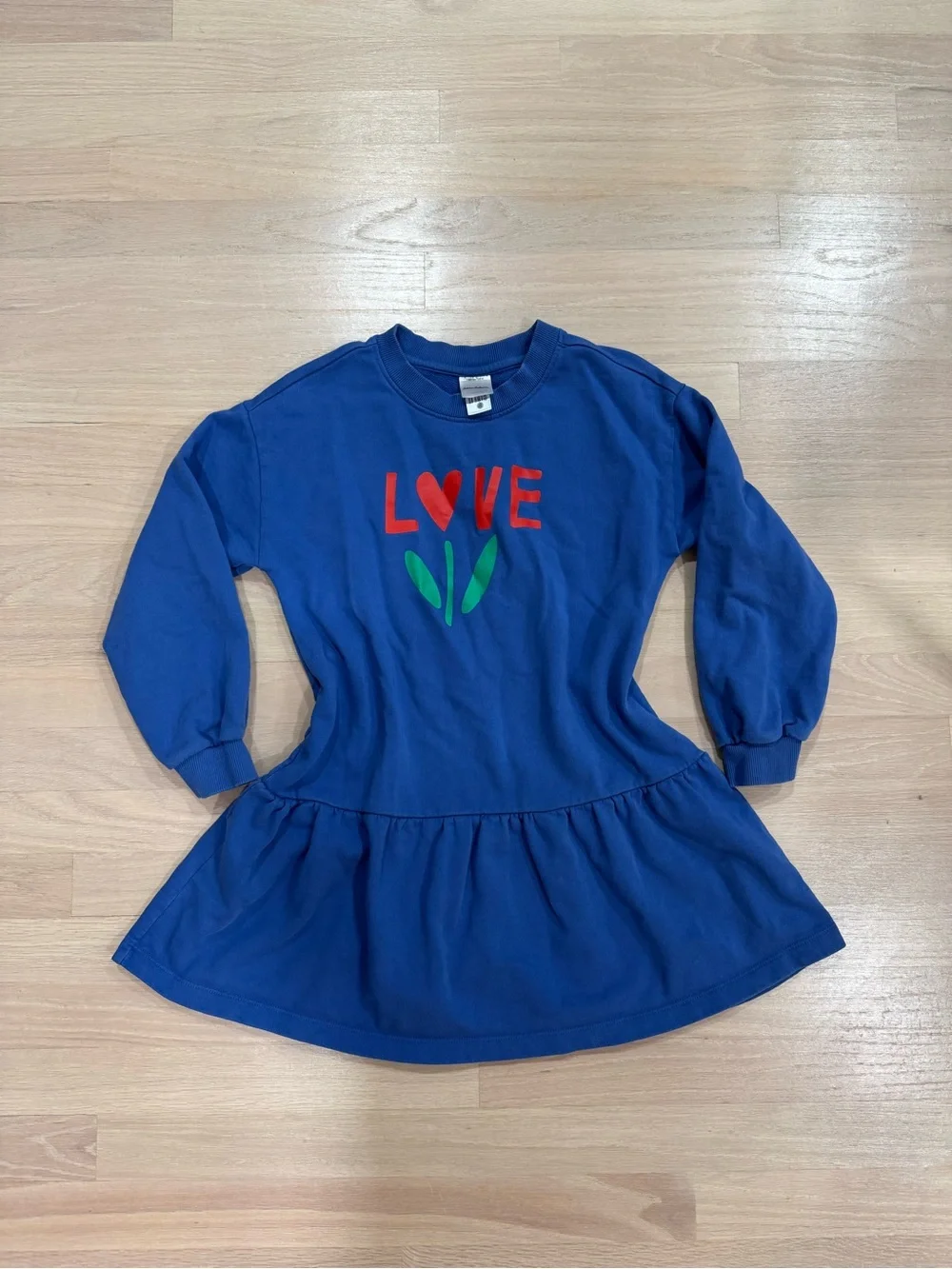 Hanna Andersson Royal Blue 'LOVE' Sweatshirt Dress with Red Heart